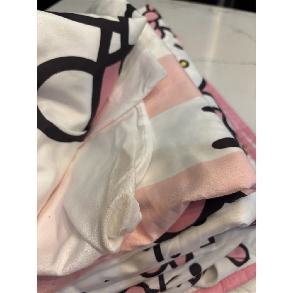 Hello Kitty Sanrio Full Sheets Flat Fitted Set Striped Y2K Bedding With Sham